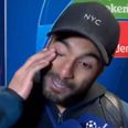 Lucas Moura starts to cry after watching the replay of his match winner