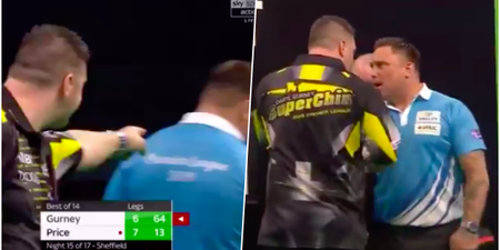 Derry’s Daryl Gurney has to be separated from Gerwyn Price after post-draw clash