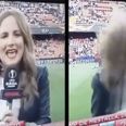 Reporter hit by ball as Arsenal players warmed up in Valencia