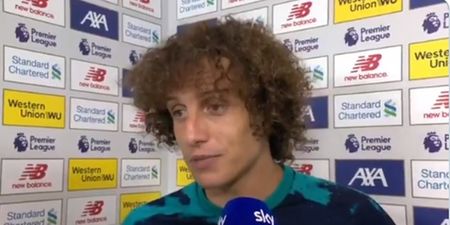 David Luiz tries to argue penalty call against Liverpool