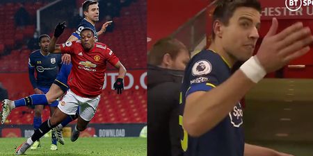 Jan Bednarek heard saying Martial admitted red card decision wasn’t a foul