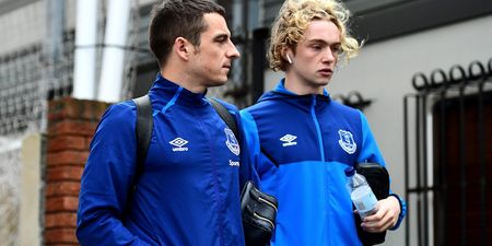 Tom Davies and Leighton Baines seen buying homeless people drinks day after derby win