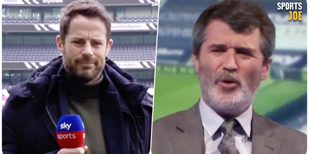 Jamie Redknapp’s face after going toe-to-toe with Roy Keane as Matt Doherty caught in the crossfire