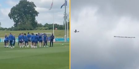 Plane flies over England training ground with banner warning about most Croatia goals coming down the left