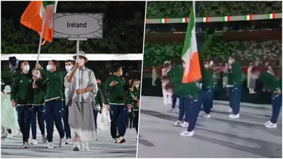 Ireland make respectful gesture during Parade of Nations at Olympic opening ceremony