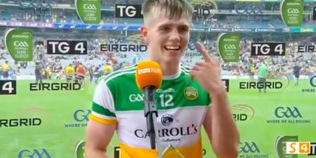 “I can’t hear” – Ecstatic supporters drown out post-match interview as Offaly win the u20 All-Ireland championship