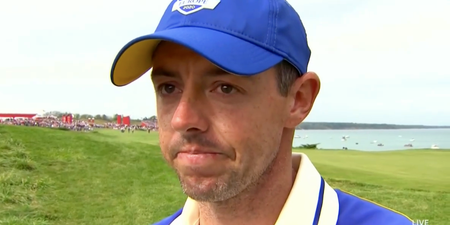 Rory McIlroy breaks down in tears after winning point for Team Europe