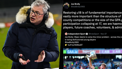 Joe Brolly takes to social media to vent frustrations at GAA u17s rule