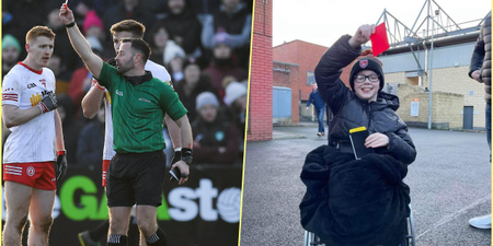 David Gough gave out more than just five red cards at the Athletic Grounds, but one lucky fan was delighted to receive them