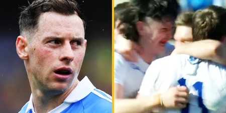 Jack McCarron fairly shuts Philly McMahon up by relegating Dublin with the last kick