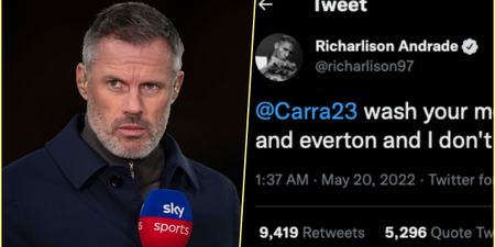 Richarlison slams Jamie Carragher in Tweet sent out at 2am