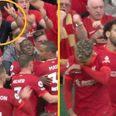 Footage captures the moment Mo Salah discovered Manchester City were winning