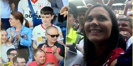 Armagh and Tyrone fans applaud the memory of Michaela McAreavey on 27th minute