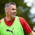 Jamie Carragher snatches phone from fan after being goaded in angry exchange