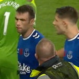 Seamus Coleman visibly distraught as Everton supporters take frustrations out on team