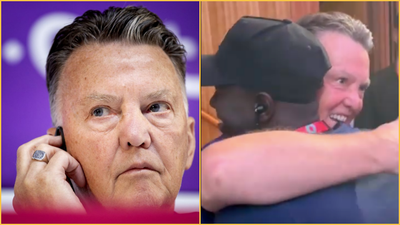 Touching moment as Louis van Gaal invites young journalist up for a hug