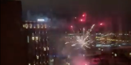 Liverpool fans set off fireworks outside Real Madrid hotel