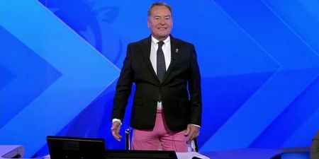 Jeff Stelling shows off new look on Soccer Saturday to defend colleague