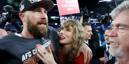 Taylor Swift storms pitch to celebrate as Travis Kelce’s Chiefs reach Super Bowl