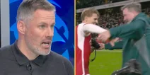 Jamie Carragher scolds Martin Ødegaard for his celebrations after Arsenal’s win over Liverpool