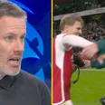 Jamie Carragher scolds Martin Ødegaard for his celebrations after Arsenal’s win over Liverpool