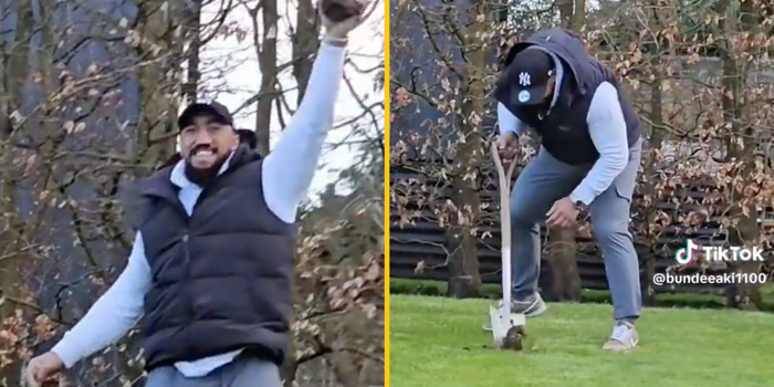 Bundee Aki is a brave man as he takes chunks out of Peter O’Mahony’s famous garden